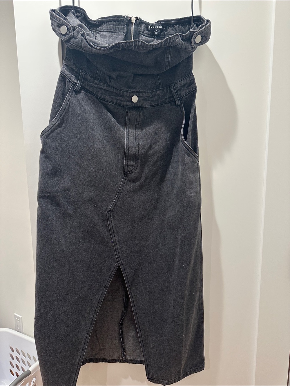 Blue Blush Strapless Black Denim Dress